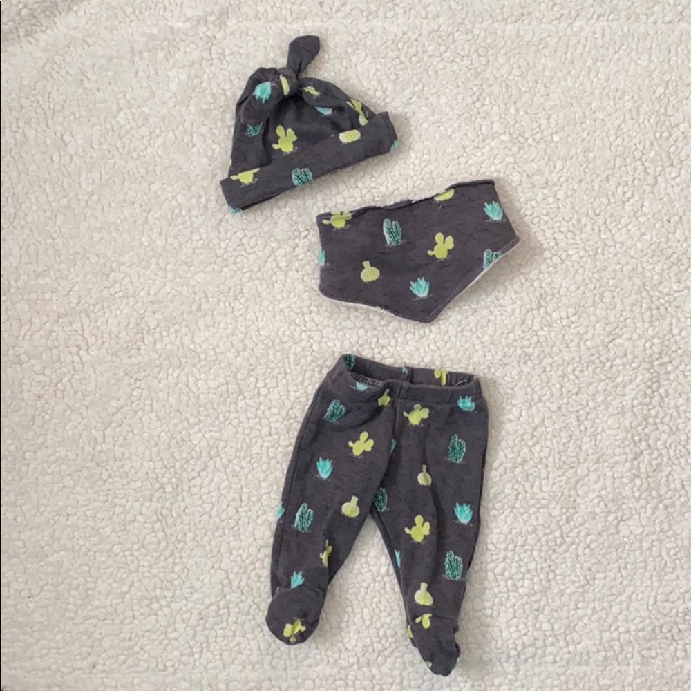 Handmade cactus footie pants set